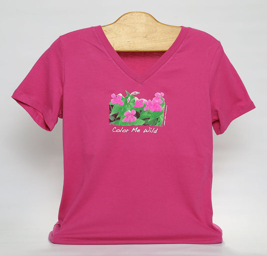 Color Me Wild/Monkey Flower Women's V-Neck T-Shirt