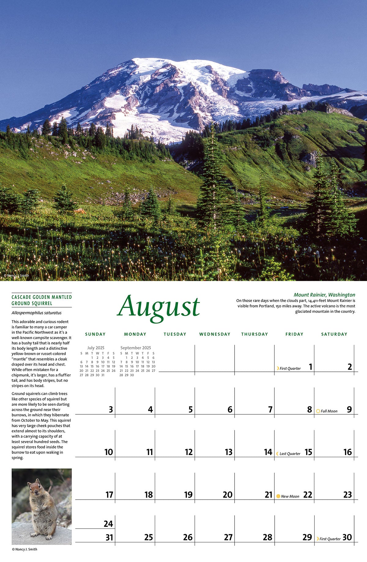 Majestic Pacific Northwest 2025 Calendar Nancy J. Smith