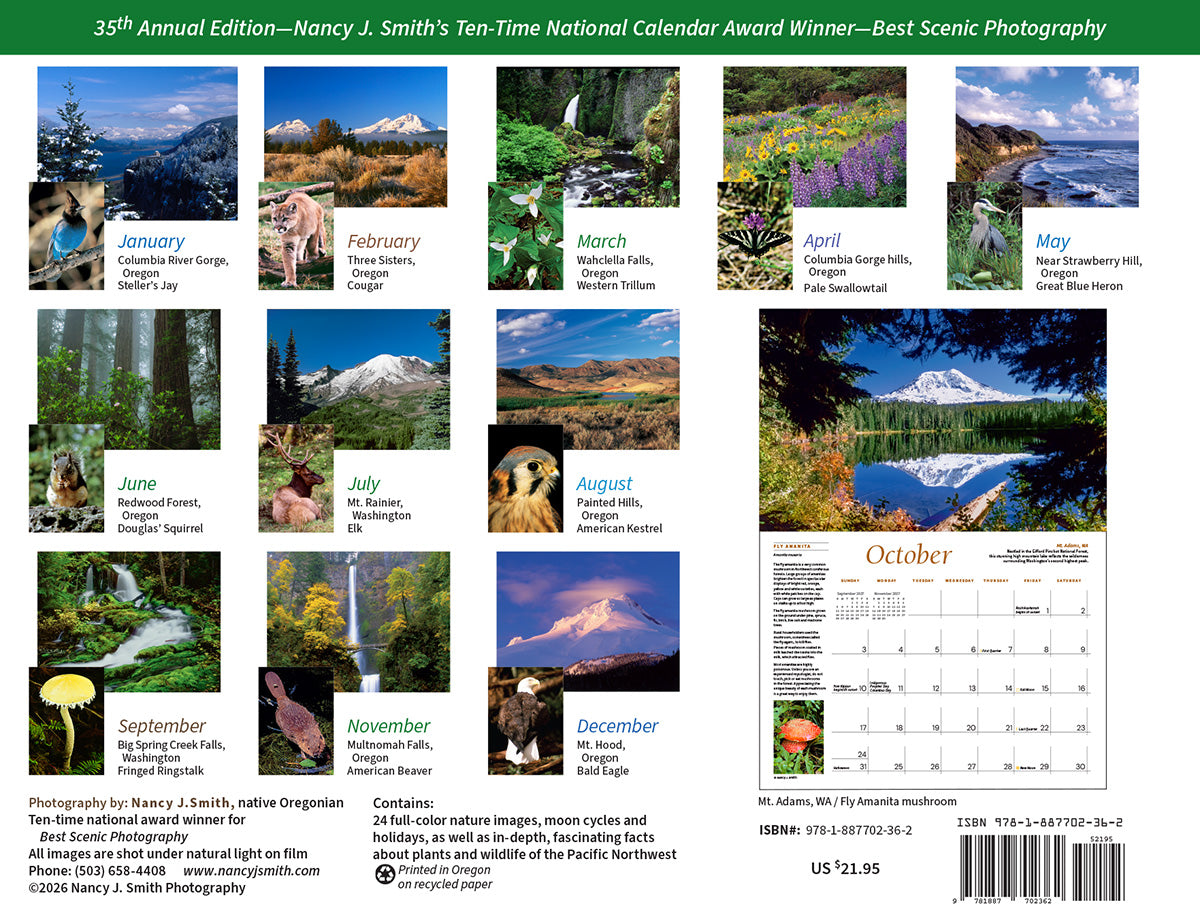 2027 Majestic Pacific Northwest wall calendar back