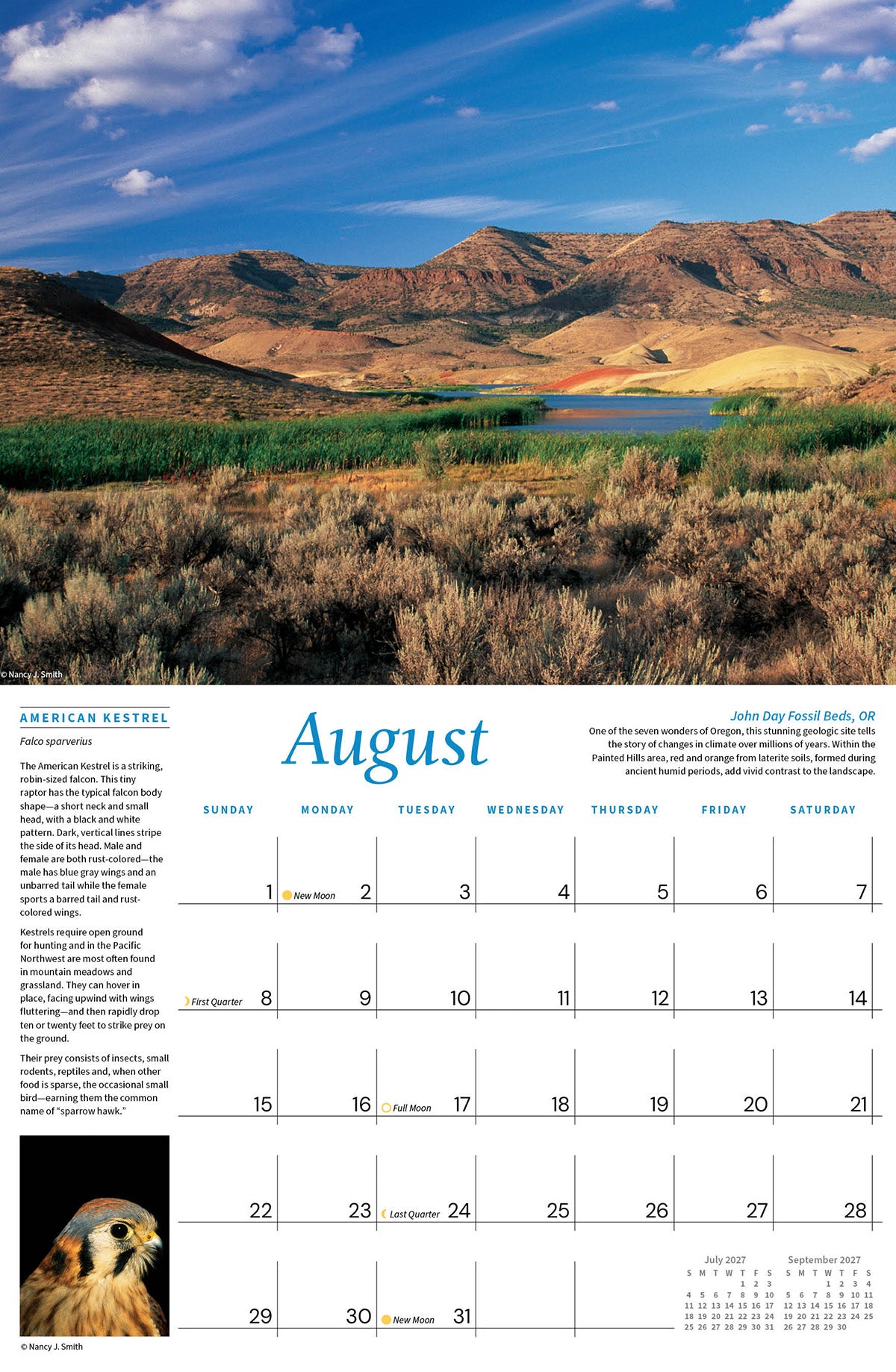 2027 Majestic Pacific Northwest wall calendar August