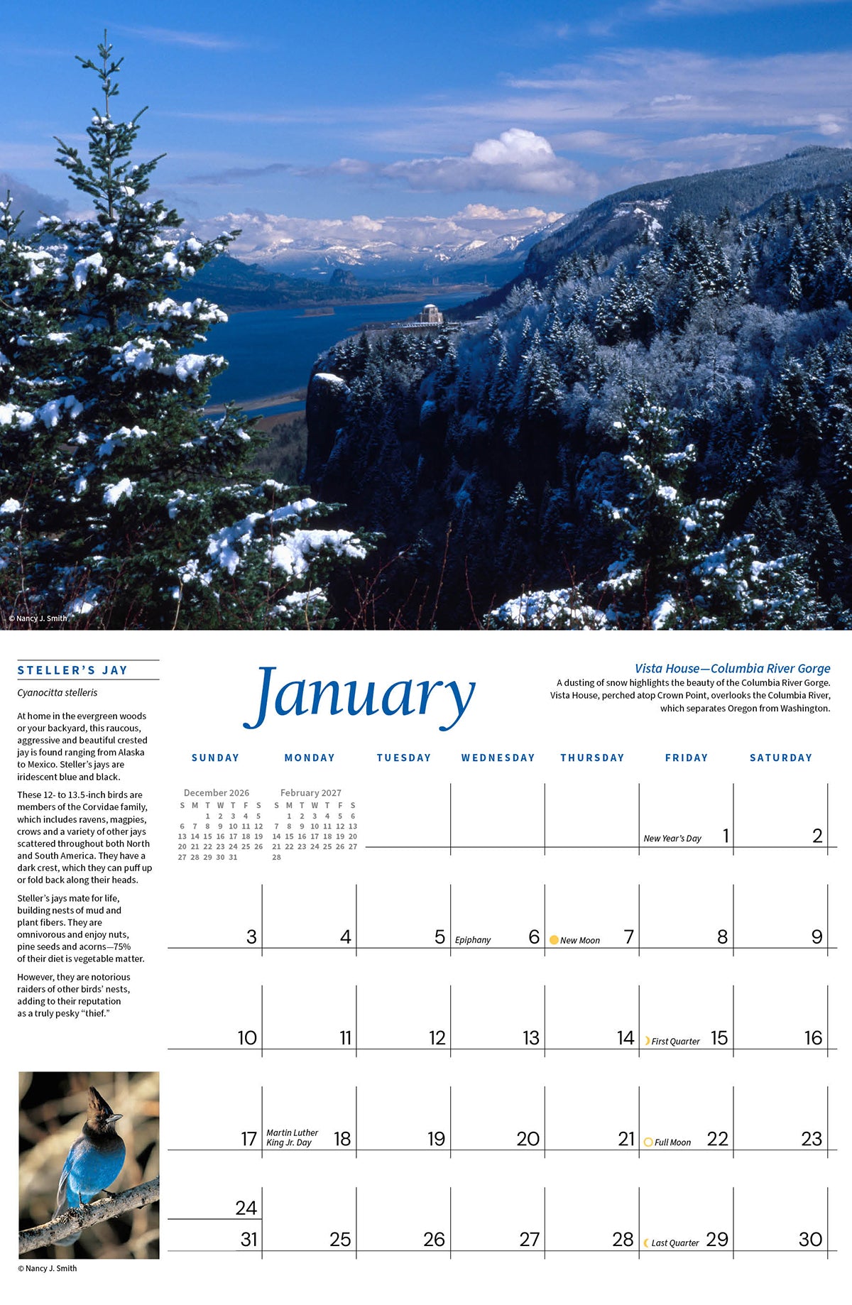 2027 Majestic Pacific Northwest wall calendar January