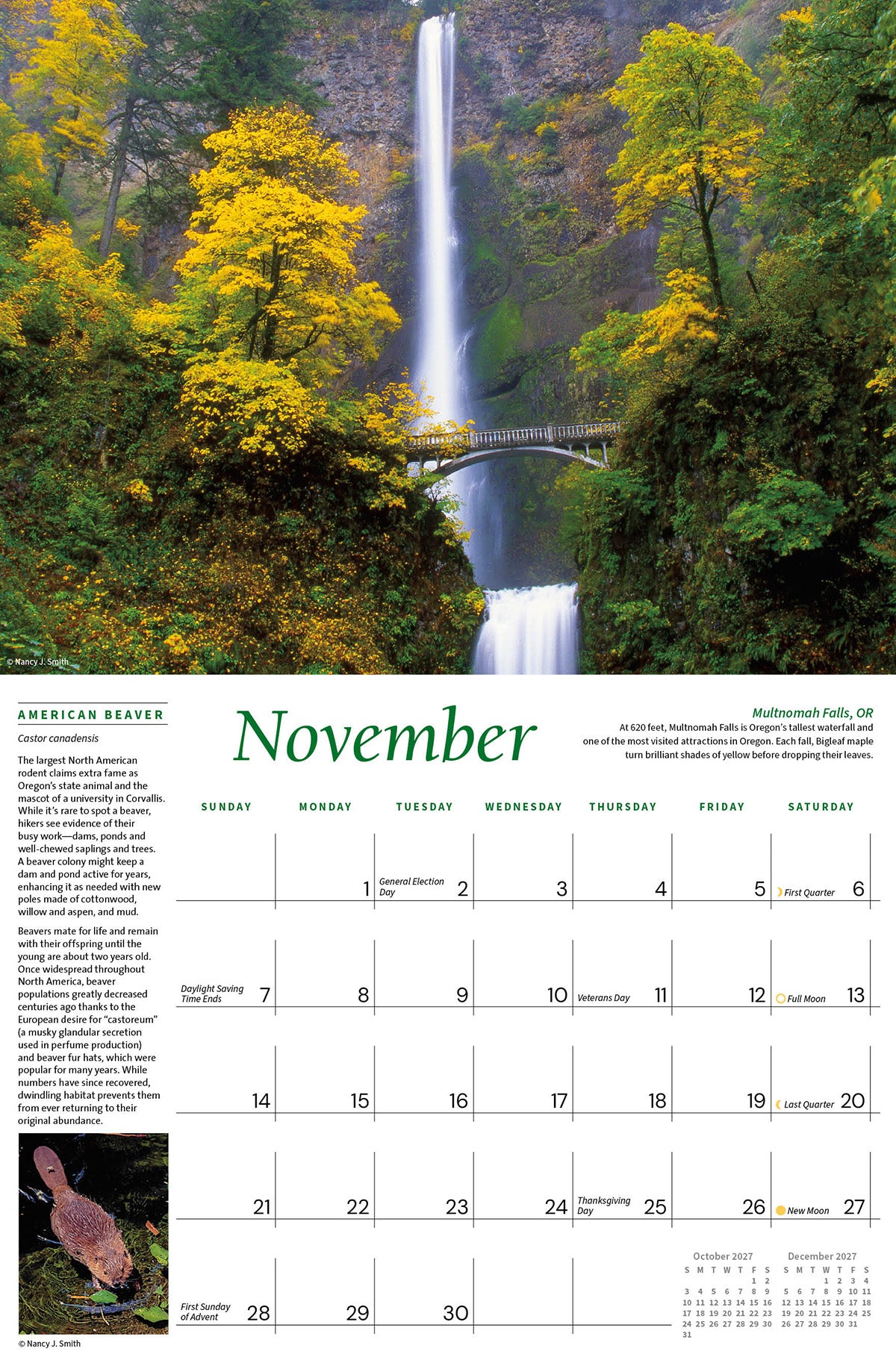 2027 Majestic Pacific Northwest wall calendar November