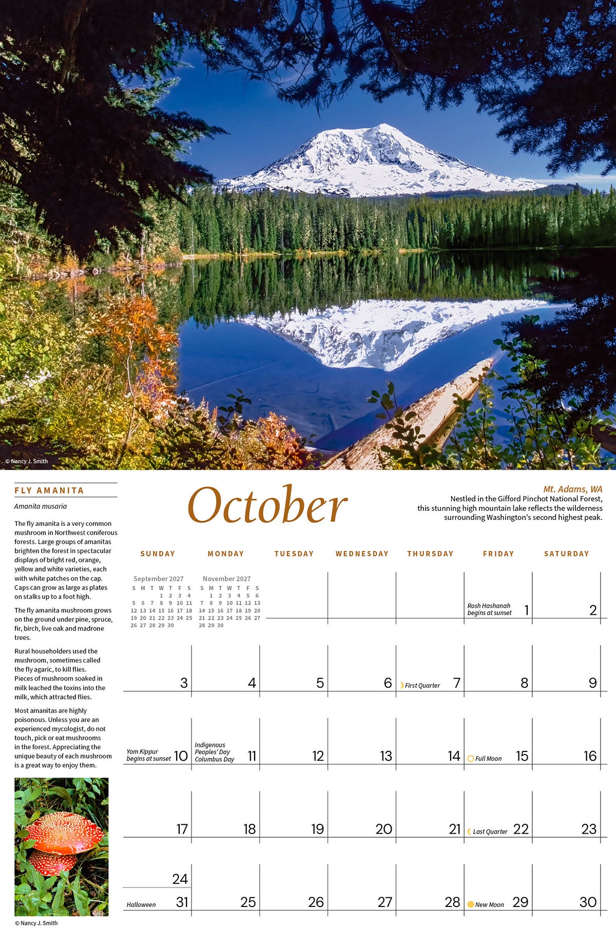 2027 Majestic Pacific Northwest wall calendar October